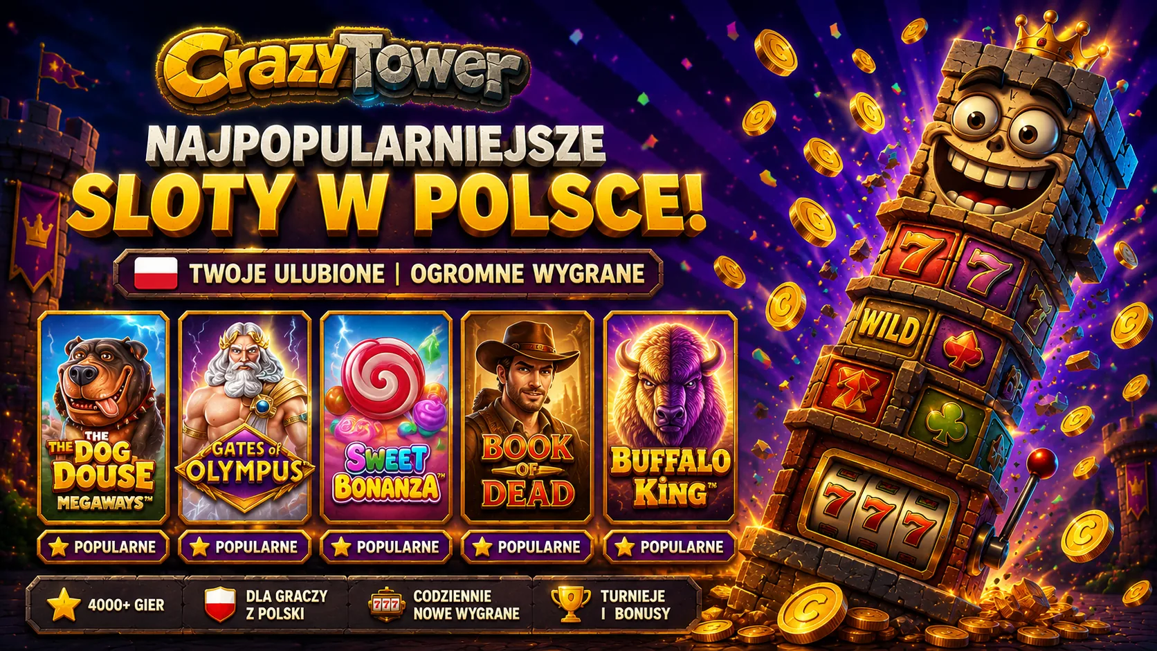 Najpopularniejsze sloty w CrazyTower